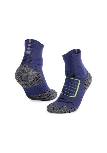 Youmex Basketbol Çorapları M34-39 Orta Uzunluk, Konforlu Poliester, Nemi Emici, Kaymazsız Taban, Lacivert Koyu Mavi
