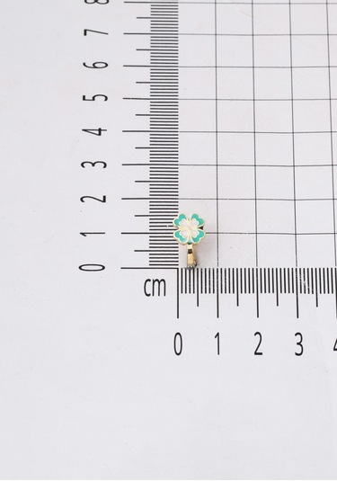 Bilezikci Su Yeşili Yonca Çocuk Küpesi 14 Ayar Sarı Altın