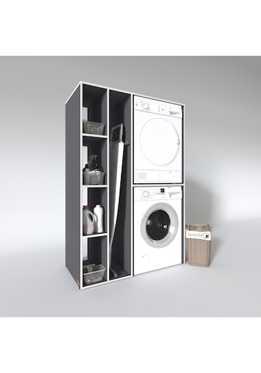 Kenzlife Çamaşır-Kurutma Makinesi Dolabı Alyusha Gri 180*120*60 Banyo Kapaksız Arkalıksız Çok Renkli