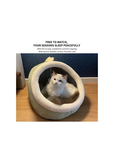 Leezsing Çıkarılabilir Ve Yıkanabilir Kedi Yarı Kapalı Yuva Matı, Kedi Köpek Sepeti, Kedi Evi Çadırı Mağara Kedi Yatağı