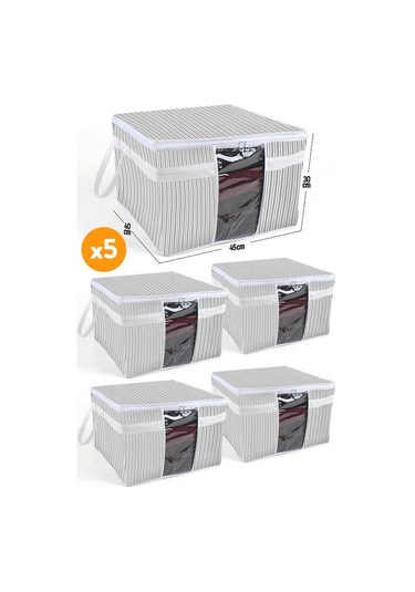 5 Adet - Pencereli Kazak Kıyafet Hurcu 45 X 40 X 30 Cm Renkli