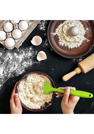 3lü Yeşil Silikon Kaşık Seti Isıya Dayanıklı Yanmaz Yapışmaz Çizm