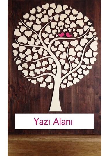 Hdrlazerdizayn Ahşap Ağaç Figürlü 3 Boyutlu Düğün Anı Defteri Pano