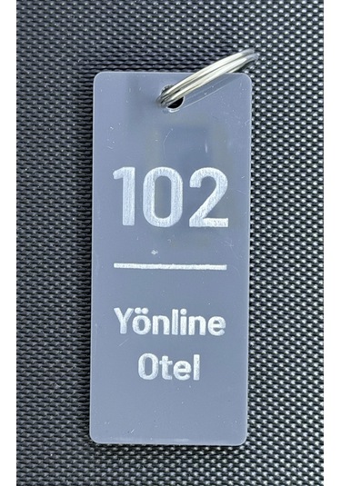 3'lü Kişiselleştirilebilir Antrasit Basic Slim Pleksi Otel Bungalov Apart Yurt Tesis İsimli Oda Numaralı Anahtarlık Siyah