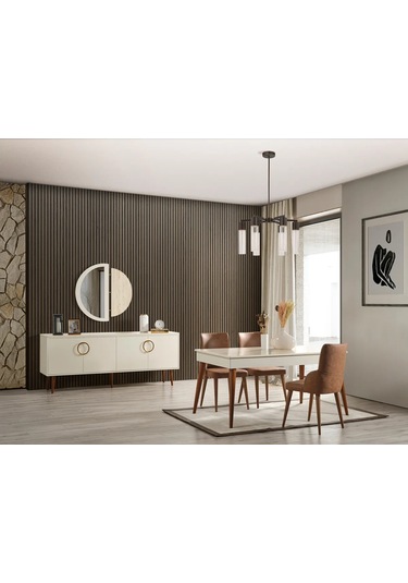 Hür Yemek Odası Takımı Yemek Masası + 4 Adet Sandalye Beyaz