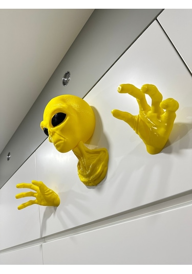Alien Uzaylı Duvar Dekorasyonu Veya Kulaklık Tutucu Sarı