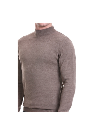 Hatemoğlu Vizon Regular Fit Düz Yarım Balıkçı Yaka Yünlü Triko Kazak 34271 Vizon