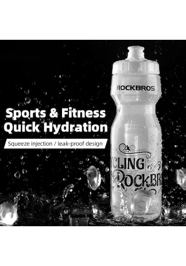 Rockbros Dcbt69 750 ML Bisiklet Su Şişesi Pp5 Toz Kapaklı Sıkma Bisiklet Spor Su Şişesi - Şeffaf/dcbt69c Şeffaf