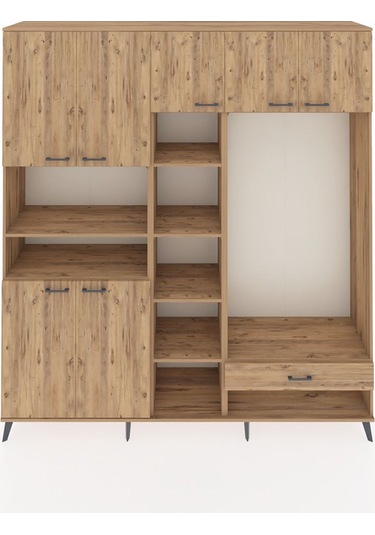 Hyperion Dolap 11 Raflı Tek Çekmeceli 7 Kapaklı 220x44x243 Çam-çam/çam Atlas Çam/atlas Çam