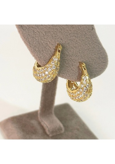 Vıp Zirkon Gold Küpe Gold