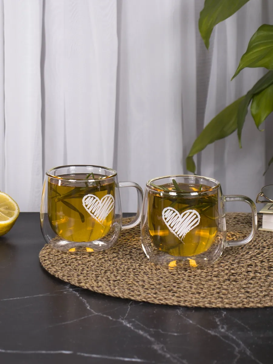 Cnglass Kalpli Desenli Kahve Ve Cappuccino Bardağı 290 Ml 2'li 163718885 Beyaz