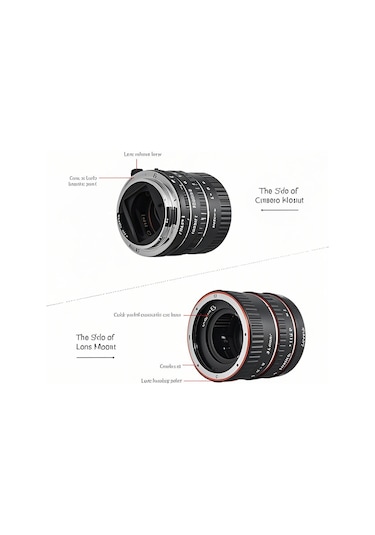 Yaozixa Canon Eos Makro Fotoğraf İçin Otomatik Odaklama 13mm+21mm+31mm Uzatma Tüp Seti - Ef/ef-s Lens Uyumlu, Altın Kaplı Kontaklar