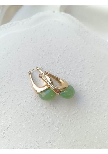 Sakıt Yeşil Çelik Küpe Altın - Yeşil