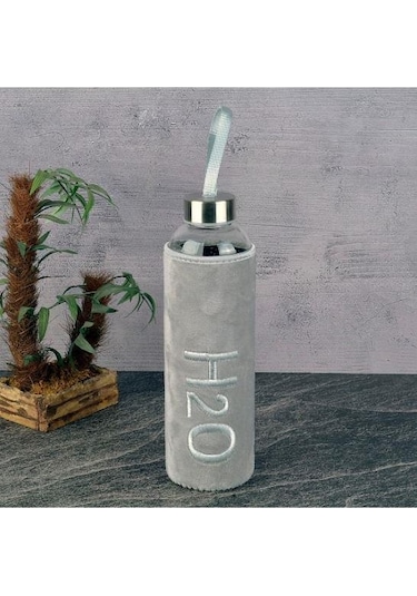 Tohana H2o Peluş Kılıflı Cam Matara 600 Ml Gri H2o88607