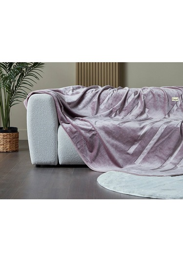 Doqu Embos Battaniye Perlina Çift Kişilik Pudra Diğer