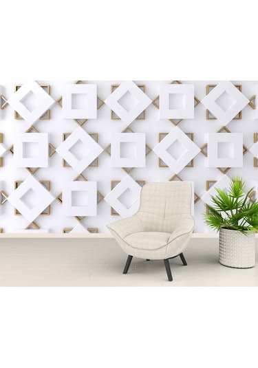 3 Boyutlu Geometrik Şekilli Duvar Kağıdı Baskı