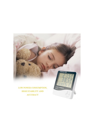 Ximistore9 Htc-2 Ev/iş Mekanları İçin Ekranlı Sıcaklık-nem Ölçer, Zaman Takvimi, Alarm Ve Probe İle -10 C/+70 C , Pil Dahil Değil