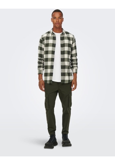 Onsgudmund Ls Checked Shirt Noos Erkek Yeşil Uk Gömlek - 22007112 Koyu Mavi