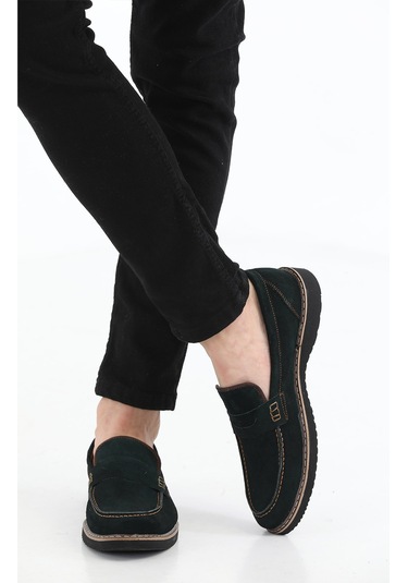 M.Karaca Hakiki Deri Ortopedik Klasik Erkek Ayakkabı Yeşil