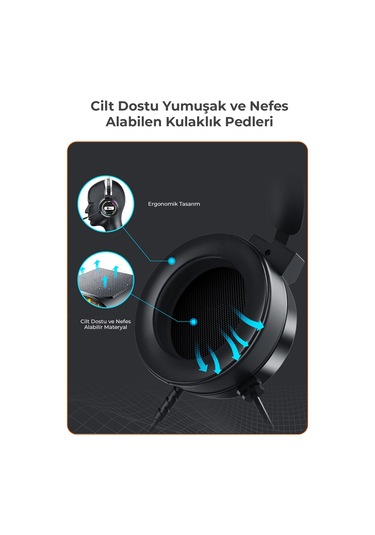 Lecoo HT401 Kablolu USB 2.0 RGB Mikrofonlu Kulak Üstü Gaming Kulaklık