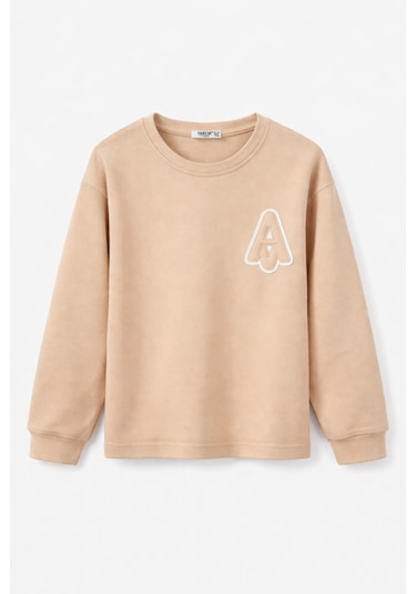 Tanem Kids Erkek Çocuk Jakarlı Krem Örme Sweatshirt Krem