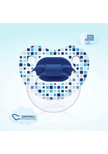Wee Baby Şeffaf Desenli Damaklı Emzik No:1 Mavi 0-6 Ay