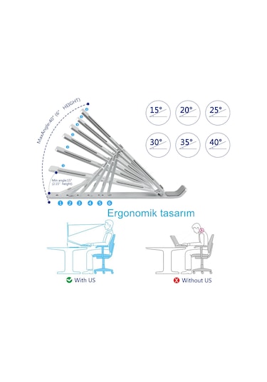 Reidan Laptop Standı Alüminyum Manyetik Katlanabilir Ayarlı