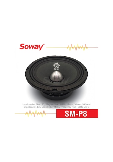 Soway Smp-8 20cm Midrange Kurşun Göbek 400w 180rms Hoparlör 2adet