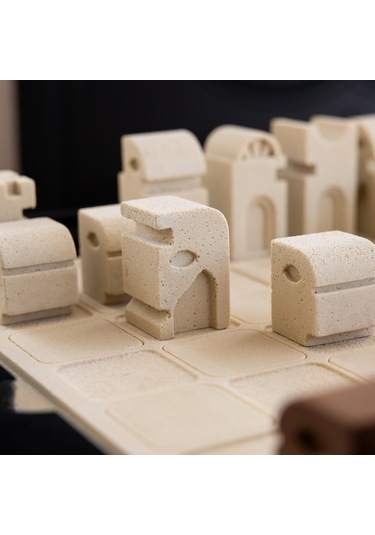 Çaturanga Satranç Takımı Kahverengi-krem Taşlı