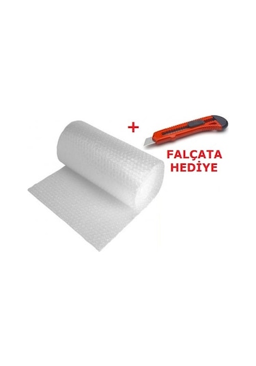 100 Cm X 5 Mt Balonlu Naylon Pıt Pıt Ambalaj Koruma Bant Falçata Pıt Pıt + Falçata