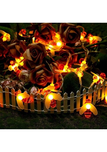 Kosona Güneş Enerjili Arı Şekilli Led Işık Zinciri, 3m 20 Işık, Islak Beyaz, Bahçe/ev Dekorasyonu, Otomatik Açma-kapama, 8-10 Saat Süre