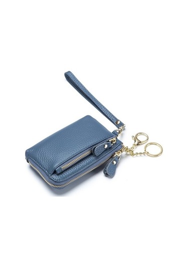 Weichuang01 Cüzdan Deri Basit Çok Fonksiyonlu Ins Sıfır Cüzdanlı El Taşıma Çantaları Bileklik Koyu Mavi