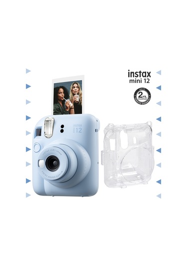 Fujifilm Instax Mini 12 Fotoğraf Makinesi + Şeffaf Kılıf Seti Mavi