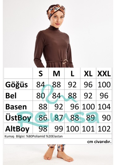 Likralı Tam Kapalı Tesettür Mayo 1122 Kahverengi Kahverengi