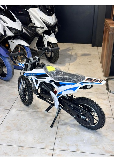 Enbest Benzınlı Çocuk Cros Motoru Hidrolik Frenler 7-17 Yaş Mavi