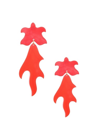 Kadın Kırmızı Pleksi Tasarım Alev Küpe Kırmızı