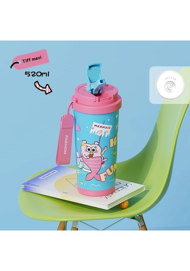 Kahve Fincanı Seramik Astar Hafif Lüks Yüksek Değerli İns Kızlar Taşınabilir 316 Paslanmaz Çelik Araba Termos Bardaklar Toptan 324 Çift İçecek Seramik Soğan Tiff Mavi