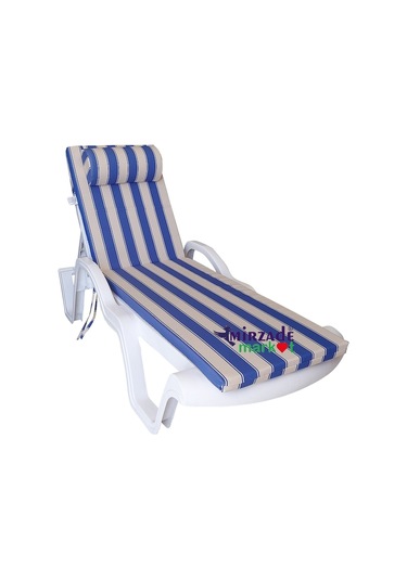 Mirzademarket Şezlong Minderi Lüks Su Geçirmez Kumaş Fermuarlı-Mavi Krem