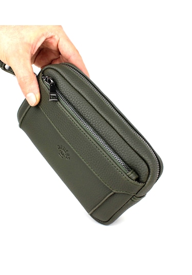 Erkek Haki Renk Lüks El Ve Bileklik Kemerli Portföy El Çantası Haki