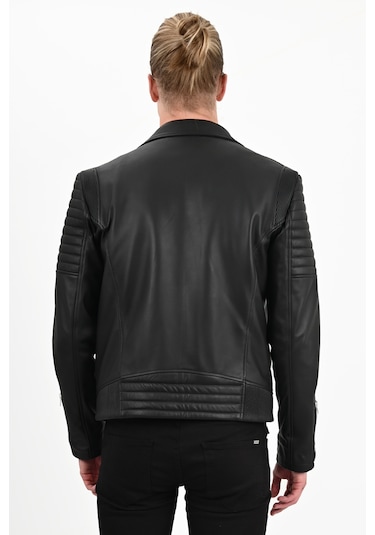 Alin Echo Siyah Biker Deri Ceket-Siyah