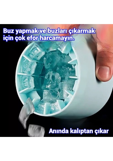 Snapbuy Ev Tipi 60 Küplük Buz Kabı-sıkılabilir Buz Kalıbı, Hızlı Donduran Buz Kovası Mavi