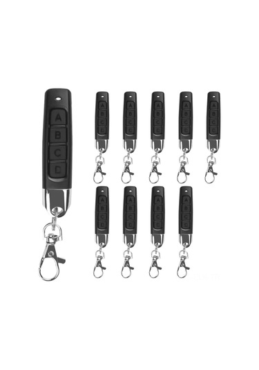 Xindoker 10 Adet 433mhz 4 Tuşlu Kablosuz Kumanda, Garaj Kapısı Açıcı Klonlama Anahtarı, Siyah Kasa, Siyah Tuşlar, Paspas Tipi