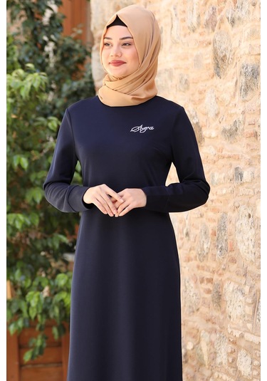 Azra Tesettür Elbise Lacivert Lacivert