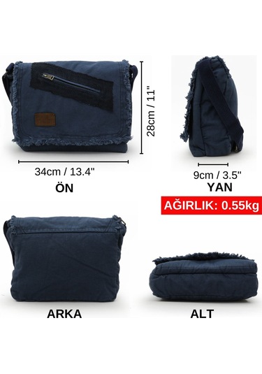 Old Cotton Cargo 7136 Lacivert 14 İnç Laptop Omuz Çantası Lacivert