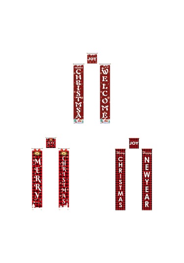 Kangvka Noel Kapı Askısı - Zil Desenli Kumaş Banner, 180x30 Cm, Kırmızı Renk, 3 Seçenekli Stili