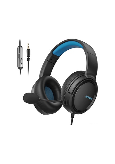 Youtek Bınnune Bg02 Kulaküstü Oyun Kulaklığı, Gürültü Engelleme Mikrofonlu, 50mm Surround Ses, Pc/dizüstü Uyumlu, Siyah-mavi