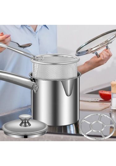 Homyl Fritöz Tencere Net Sepet Kapaklı Üniversal Yağ Stil F