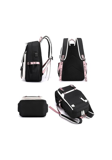 Zyzqstore Kız Çocuk Okul Sırt Çantası, Ortaokul, Usb Şarj, Siyah B Model Siyah
