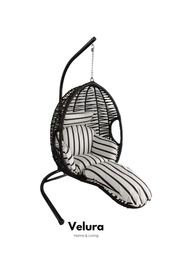 Max Bahçe Salıncağı - Kahve Rattan Zebra Minder Kahverengi