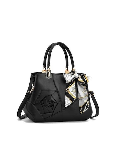 Didadodo 378 Siyah Üç Boyutlu Oymalı Bayan El Çantası, Gümüş Detaylı Siyah